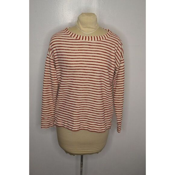 Madewell Tops - Madewell Surfbreeze Women's Medium Red Striped Long Sleeve Boat Neck Shirt